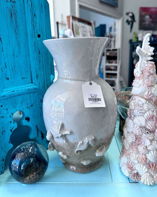 Embellished Cream Vase