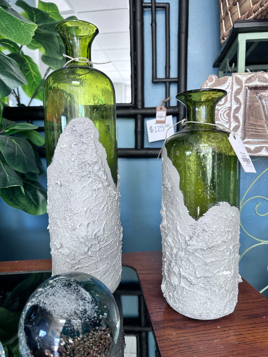 Textured Green Vases