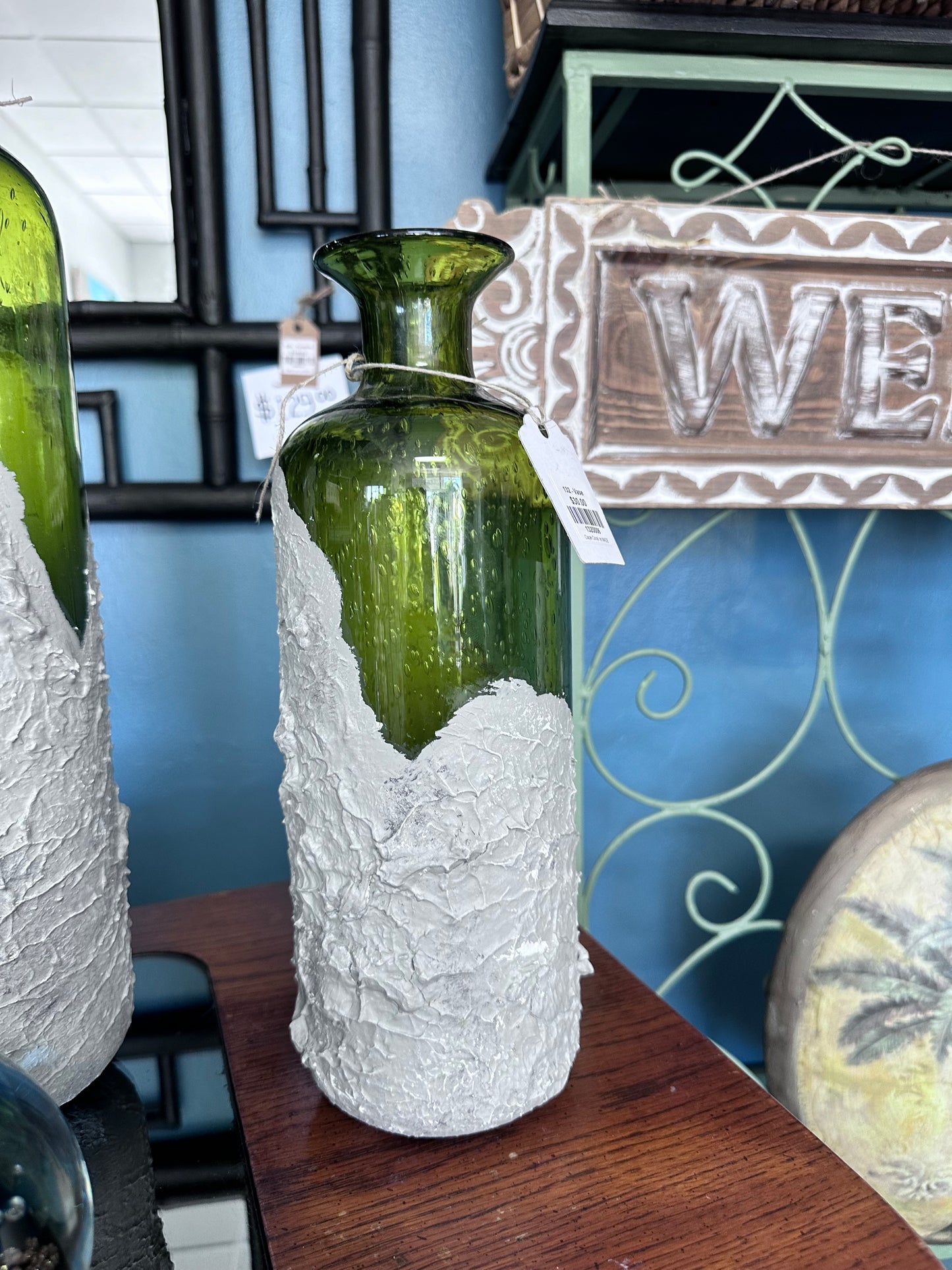 Textured Green Vases